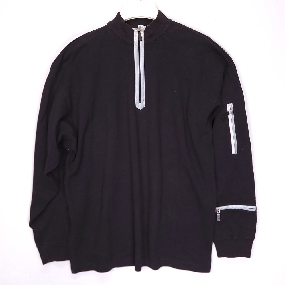 Marithe Francois‎ Girbaud Mens Black Quarter Zip Great Movement Sleeve Pocket XL